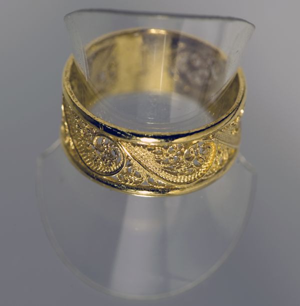 Anel prata dourada filigrana